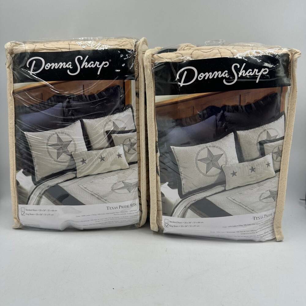 Donna Sharp Texas Pride 938 Lone Star Pillow Shams King Size NIP - 2